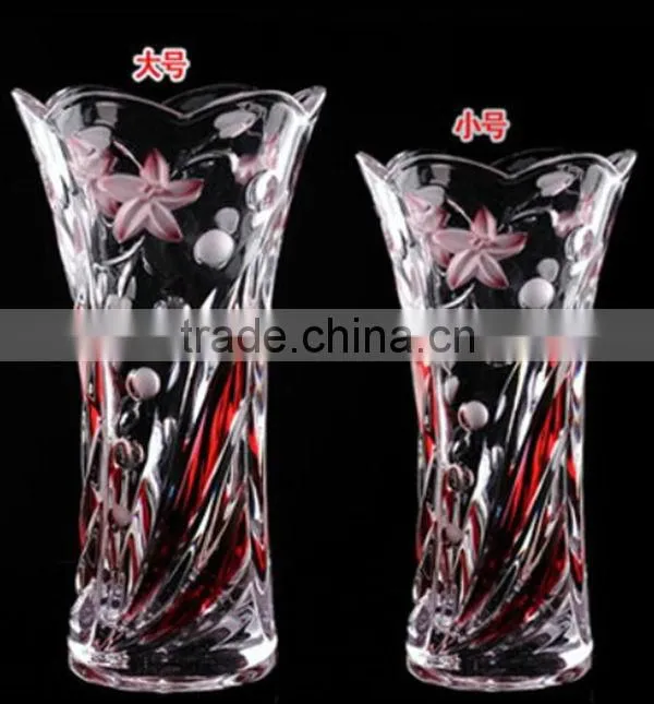 handmade designs tulip shape cutting cheap glass flower vase