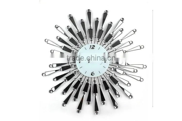 Metal crystal wall digital clock with mirror