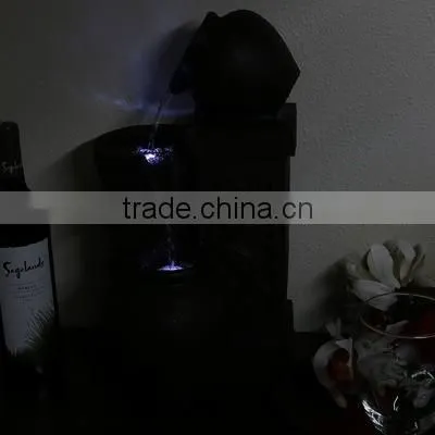 Tiered Pottery Tabletop Water Fountain with LED Lights