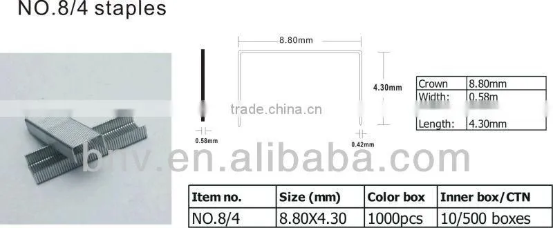 Quality silver color galvanized staple pin no.10