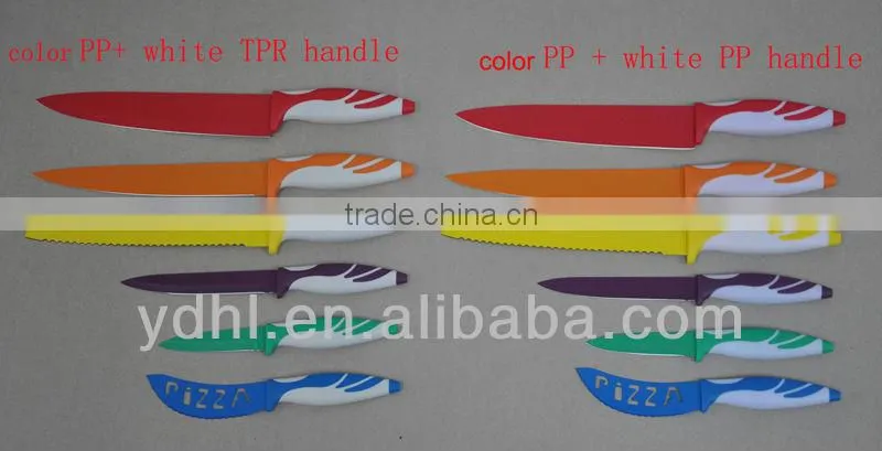 hot sell cuchillos ceramic coating color knife set