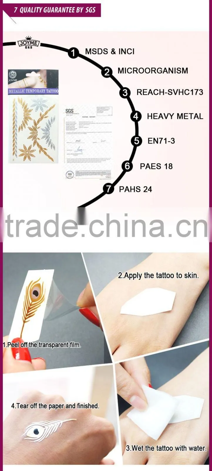 Waterproof Body Safe Metal Jewel Temporary Tattoo Sticker