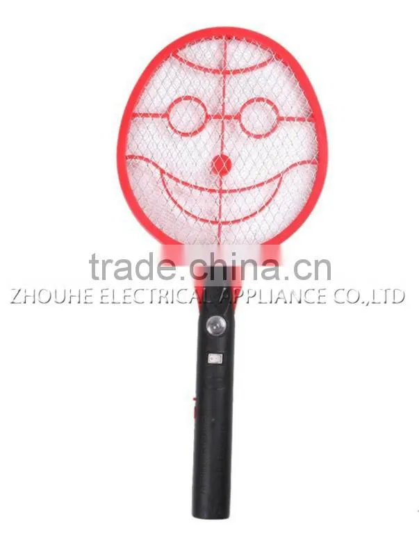 ZHOUYU new design custom kind smile net rechargeable electric mosquito light racket device to kill mosquitoes