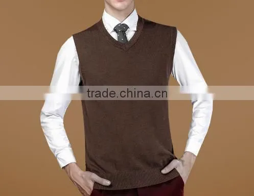 2016 New Autumn Winter Warm Cashmere Sweater Vest Men Classic Sleeveless Wool Solid Color Jersey Casual V-Neck Pullover