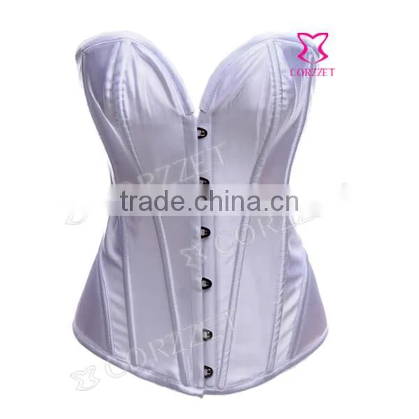 Women White Steel Boned Corselet For Women Body Shaper