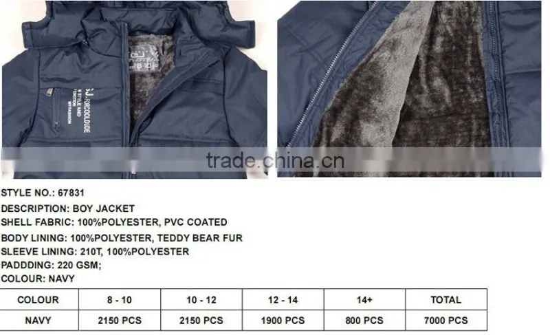 Winter children jacket/kid jacket for boy/jacket stock lot(BL67831)