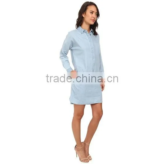 wholesale Long Sleeved denim dress patterns