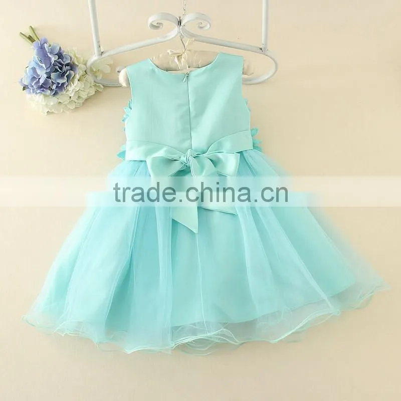 New India and Pakistan Clothing child Green handmade Flower wedding dress sweet girl Fluffy party dresses