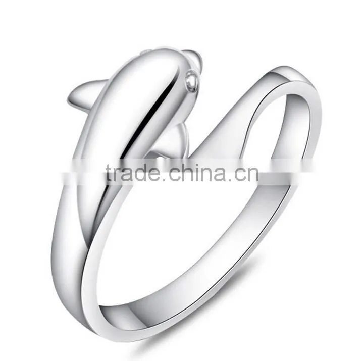 F20054N 2016 New Design Cheap Price Wholesale Fashion Silver Dolphin Ring