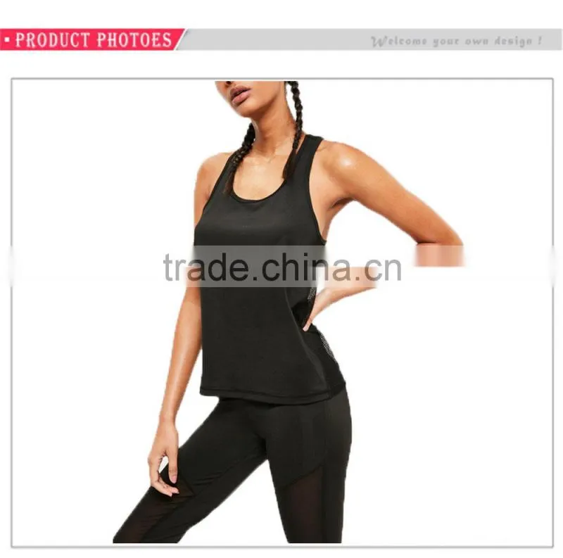 Hot Sale Womens Gym Vest Training Singlet Skinny Sports (Wear) Yoga Top