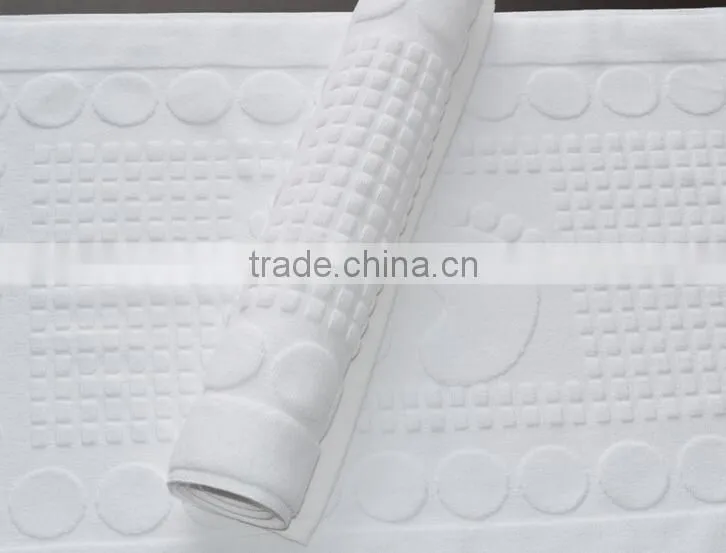 custom size 100% cotton washable white bath rug with hotel logo