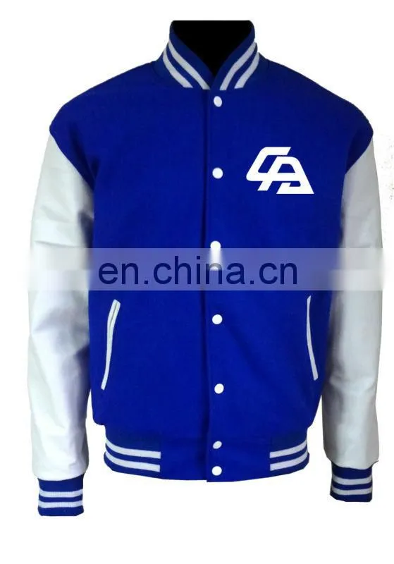 Varsity Letterman, College Baseball Cotton Jacket with leather sleeves