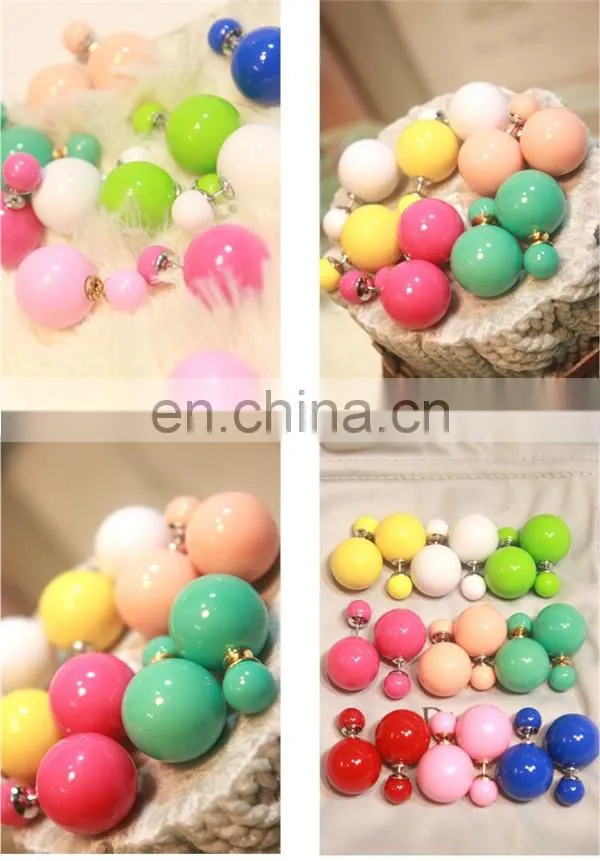 Double - sided Pearl Earrings Candy Color Spherical Fnacy Stud Earrings