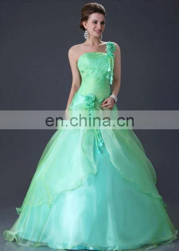 Grace Karin New Style One Shoulder Green Quinceanera Dresses CL2678