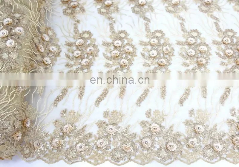 Textile China supplier fabric wedding african embroidery lace fabric handwork french lace fabric