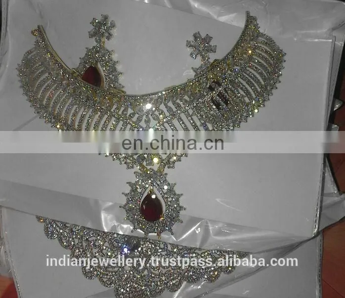 CZ jewelry necklace manufacturer,cubic zirconia necklace jewellery exporter