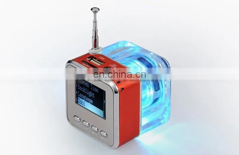 Antenna FM Radio 16G Memory MP3 Player Mobile Mini Portable Crystal Speaker