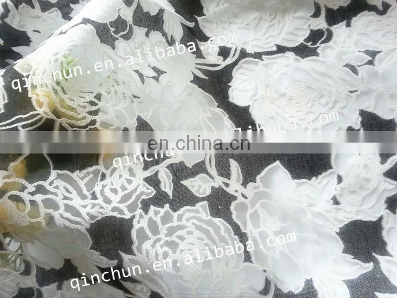 Flower Pattern Burnour Organza Fabric For Fashion Dress