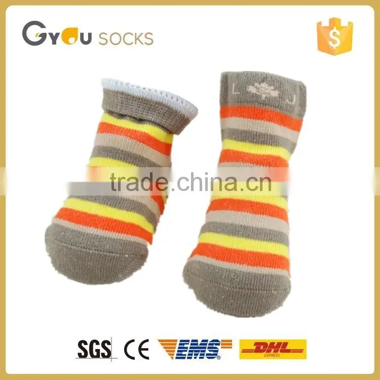 high quality bulk wholesale custom baby sock with stripes anti slip socks