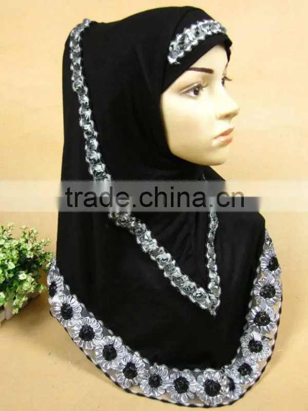 A515 Flower design 2 piece cotton Al- Amira hijabs
