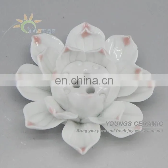 Chinese Lotus Shape Ceramic Incense Burner Censer