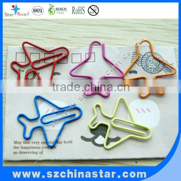Unique airplane shape paper clips in tin box