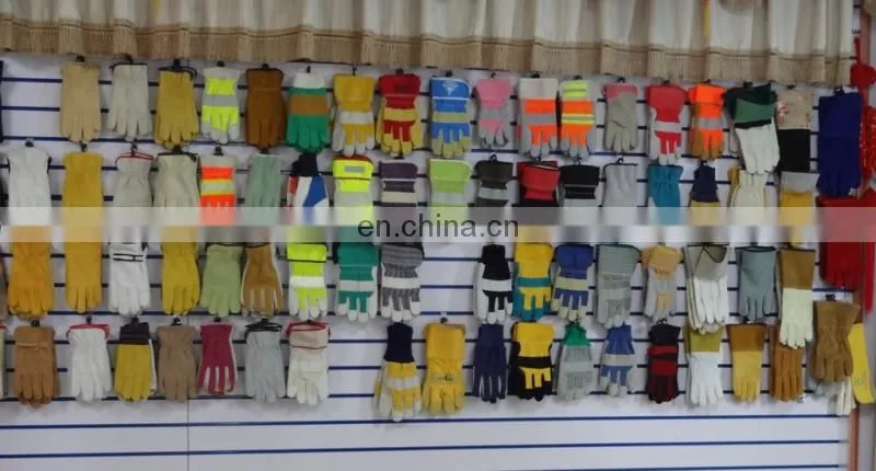 Red Cotton Back Yellow Cow Grain Leather Work Gloves Factory