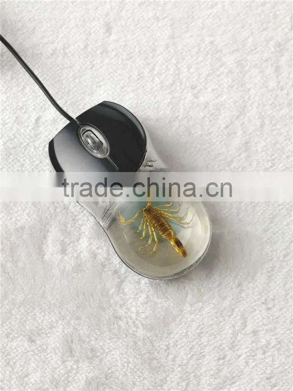 Resin Clear black real red Rose embedded decorative Wired Computer Mouse