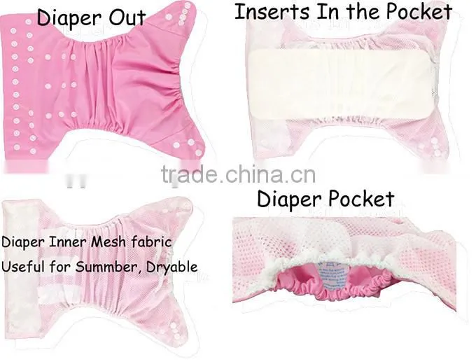 Machine Washable Nappy With Hip Snaps Mesh Fabric Diapers Cover
