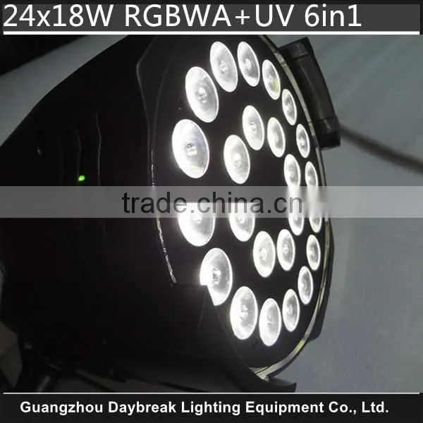 24x18w led par RGBWA UV 6in1 Stage lighting led washing par high power full colors dmx512 DJ led par64 RGBWA+UV 6 in 1 Leds