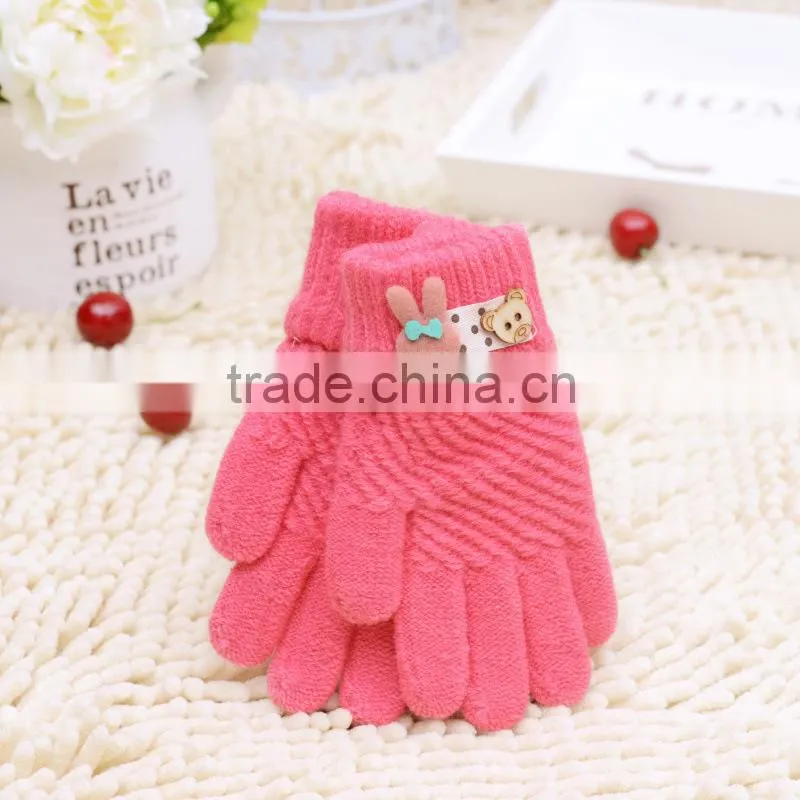 Children warm Cartoon knitted gloves, Full Finger lovely gloves