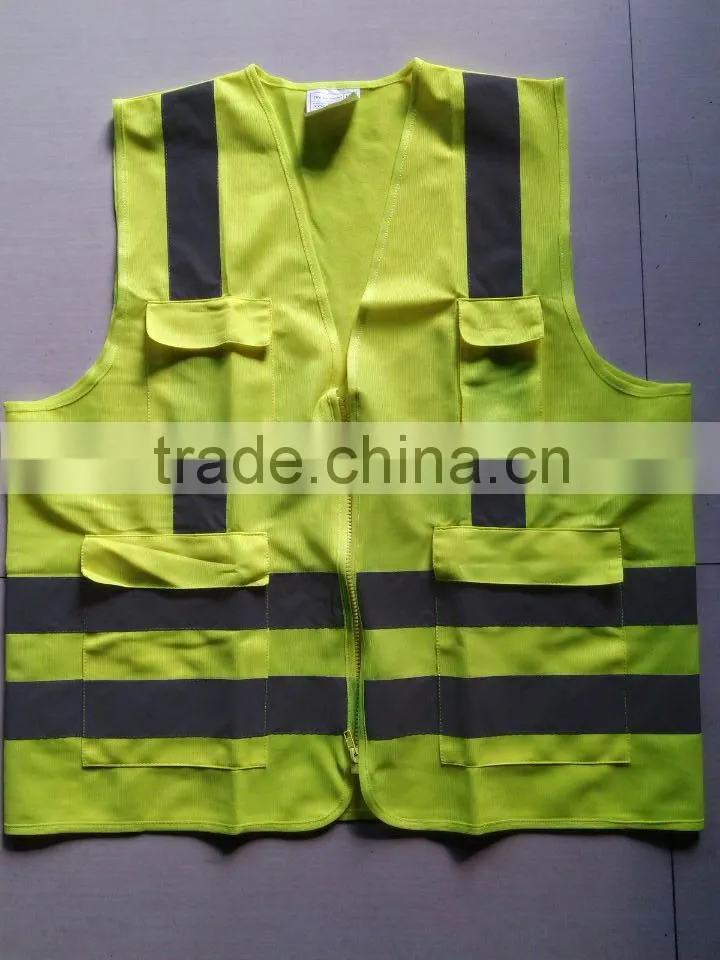 Safety equipment reflective safety vest with zipper