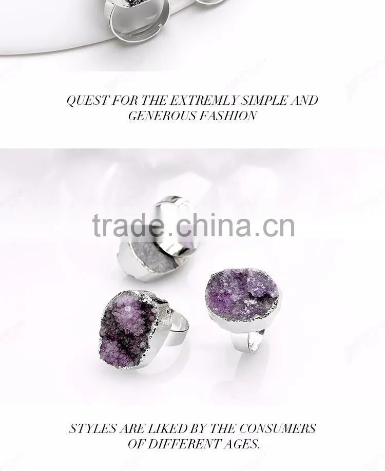 Direct sale luxury purple mood ring, Nice gift natural stone jewelry