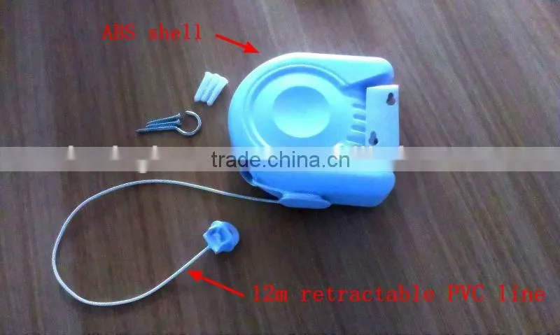 Plasctic ABS shell and 12m single PVC line retractable rope clothesline