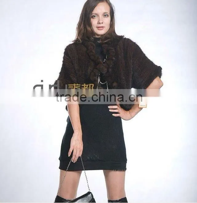 QD10018 Australia Plus Size Clothing Knitted Mink Fur Jacket