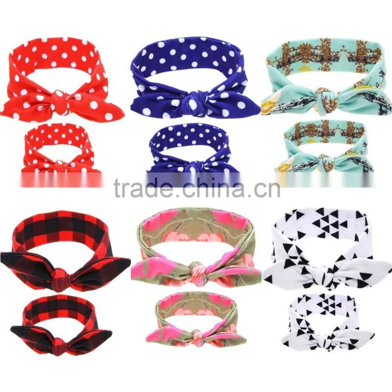 Hot-sale mommy baby knotted turban headband head wraps mommy and baby headbands for hair accessories polka dot headwear wh-1737