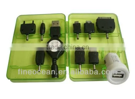 Portable 8 in 1 Mini USB Car Charger Set 1A with one USB port