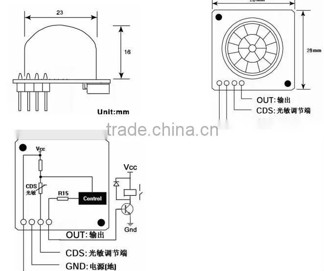 wide angel long distance motion sensor module with 24 by 32 PCB