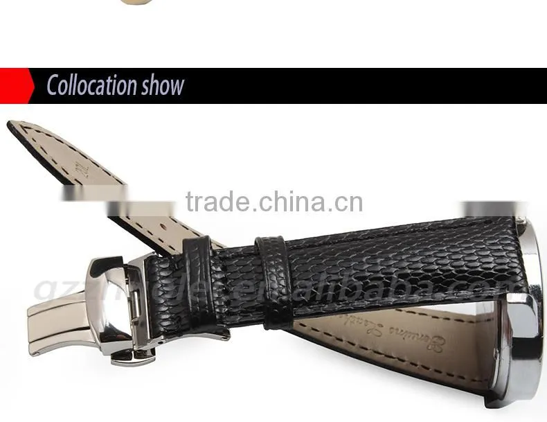 18|20|22|24mm high quality genuine leather Men and women's Watch strap with double click buckle Wholesale 3PCS