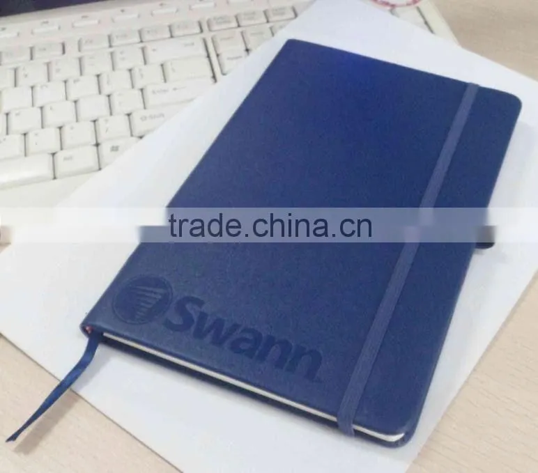 PU notebook with elastic band closure,leather notepad