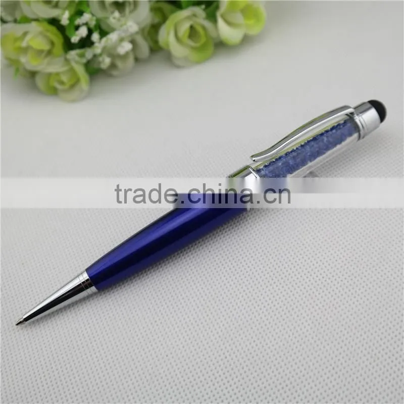 TCR-08 novelty crystal touch pen , 3 in 1 stylus pen with usb drive