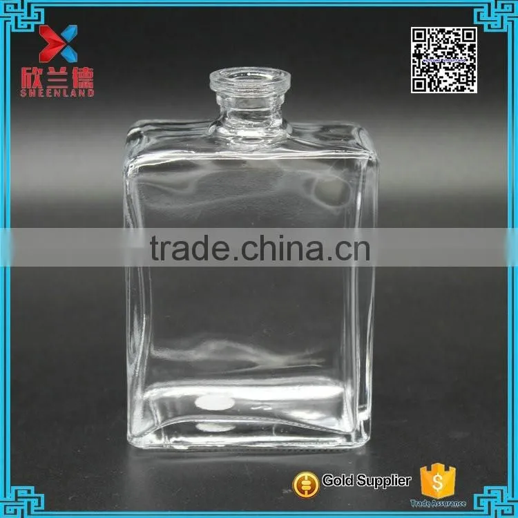 wholesale 100ml clear Empty rectangle perfume glass bottle with pump sprayer