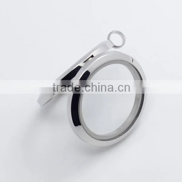 2015 fashion 20mm/25mm/30mm round plain stainless steel photo glass memory floating charm locket