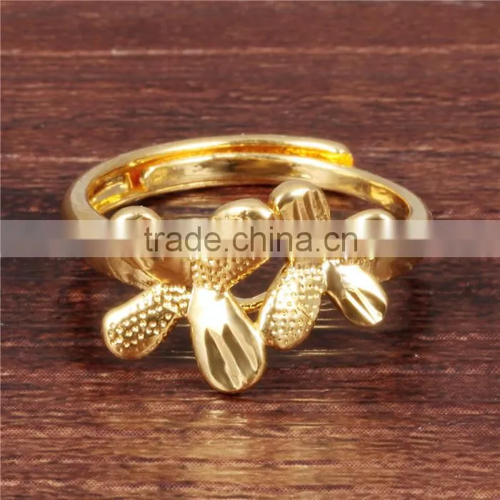 copper brass jewelry flower adjustable wedding rings for women