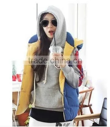 Vest female models fall and winter clothes thick cotton vest waistcoat jacket stitching quilted vest vest Hoodie