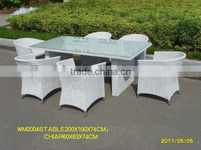 7 set brown plastic outdoor rattan table and chair