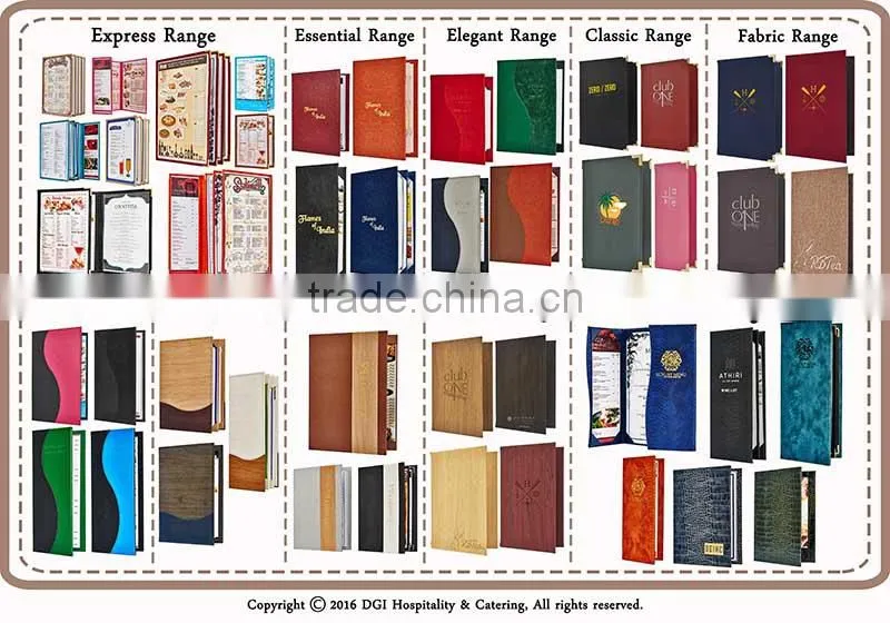 Custom Design Restaurant Menu Holder, PU Leather Cover Drink Menu Book/leather file folder