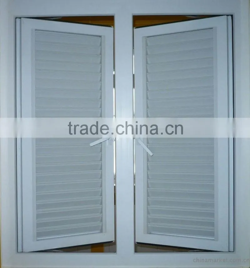 Beautiful design white color PVC shutter casement windows,PVC fixed louvers
