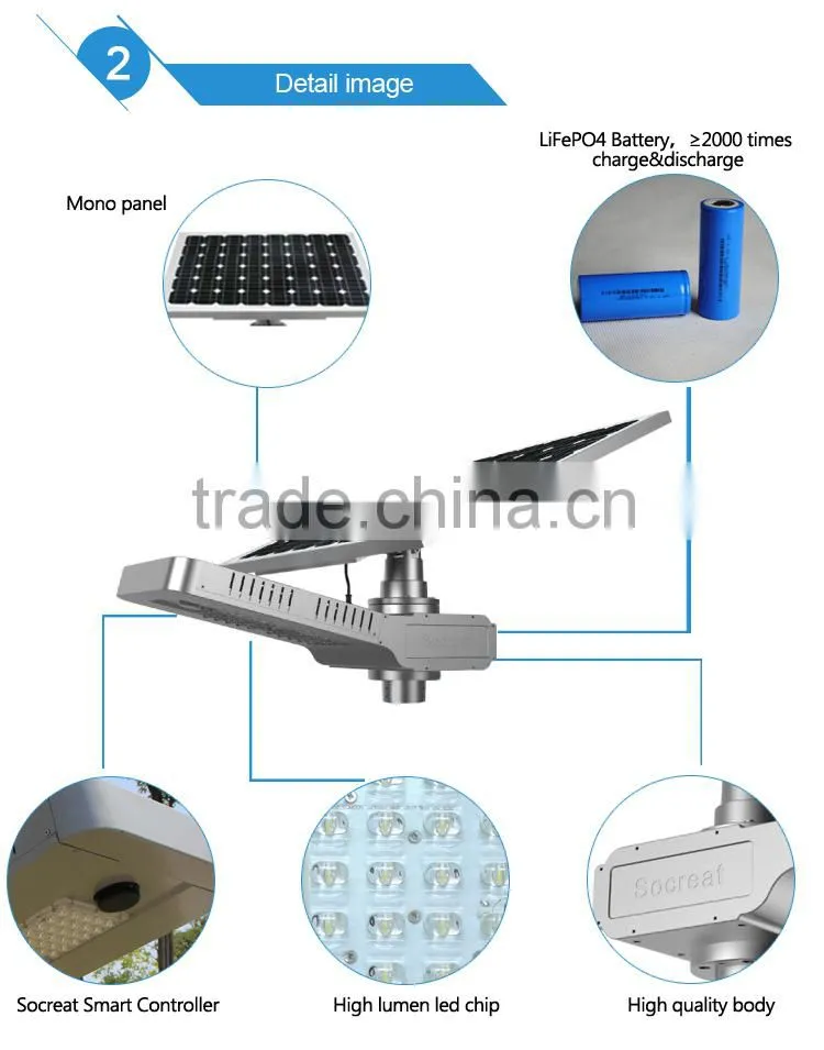 CE,RoHS Certification and Aluminum Alloy Lamp Body Material trade assurance solar led street lights with 50w 65w solar panel