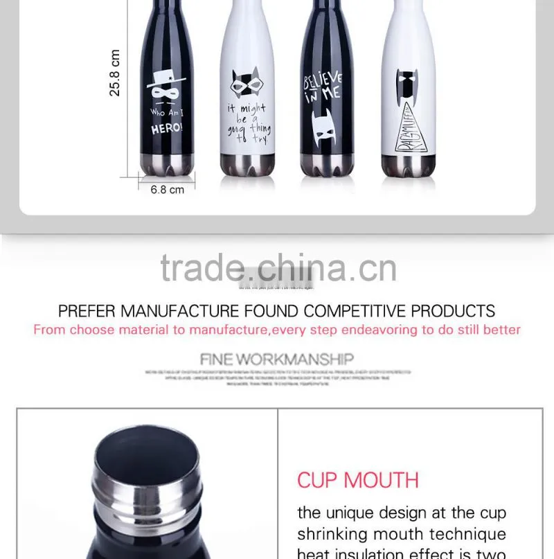 2016 new design custom logo cola thermos flask thermos bottle 500ML